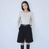 Linen combination side cut body suit