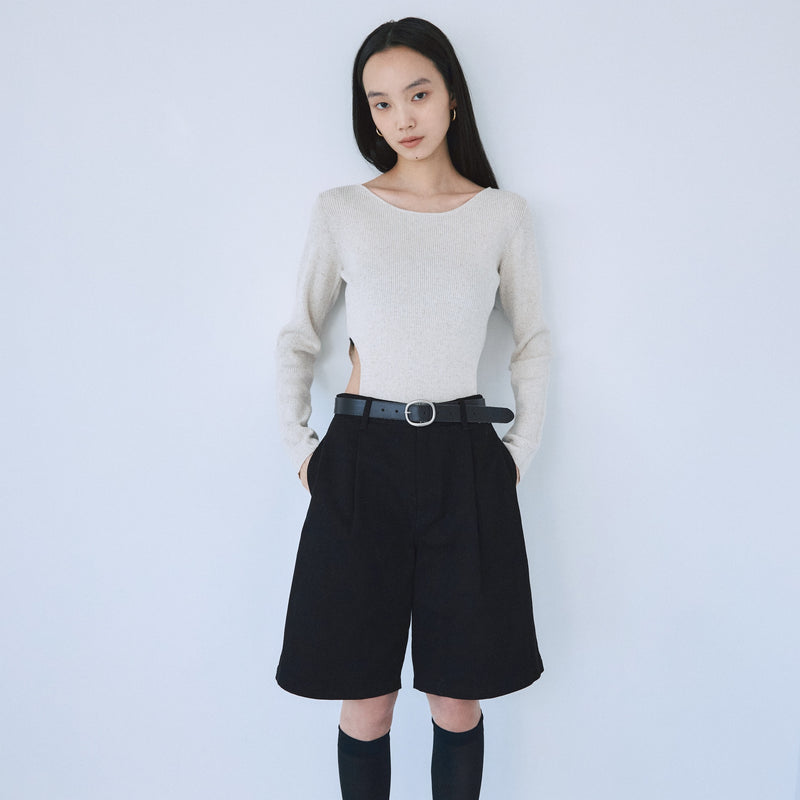 Linen combination side cut body suit