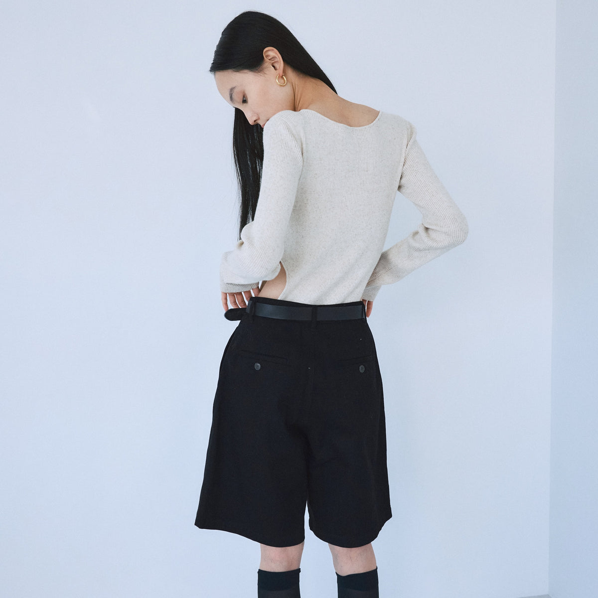 Linen combination side cut body suit