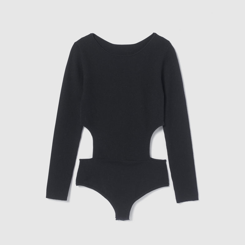 Linen combination side cut body suit