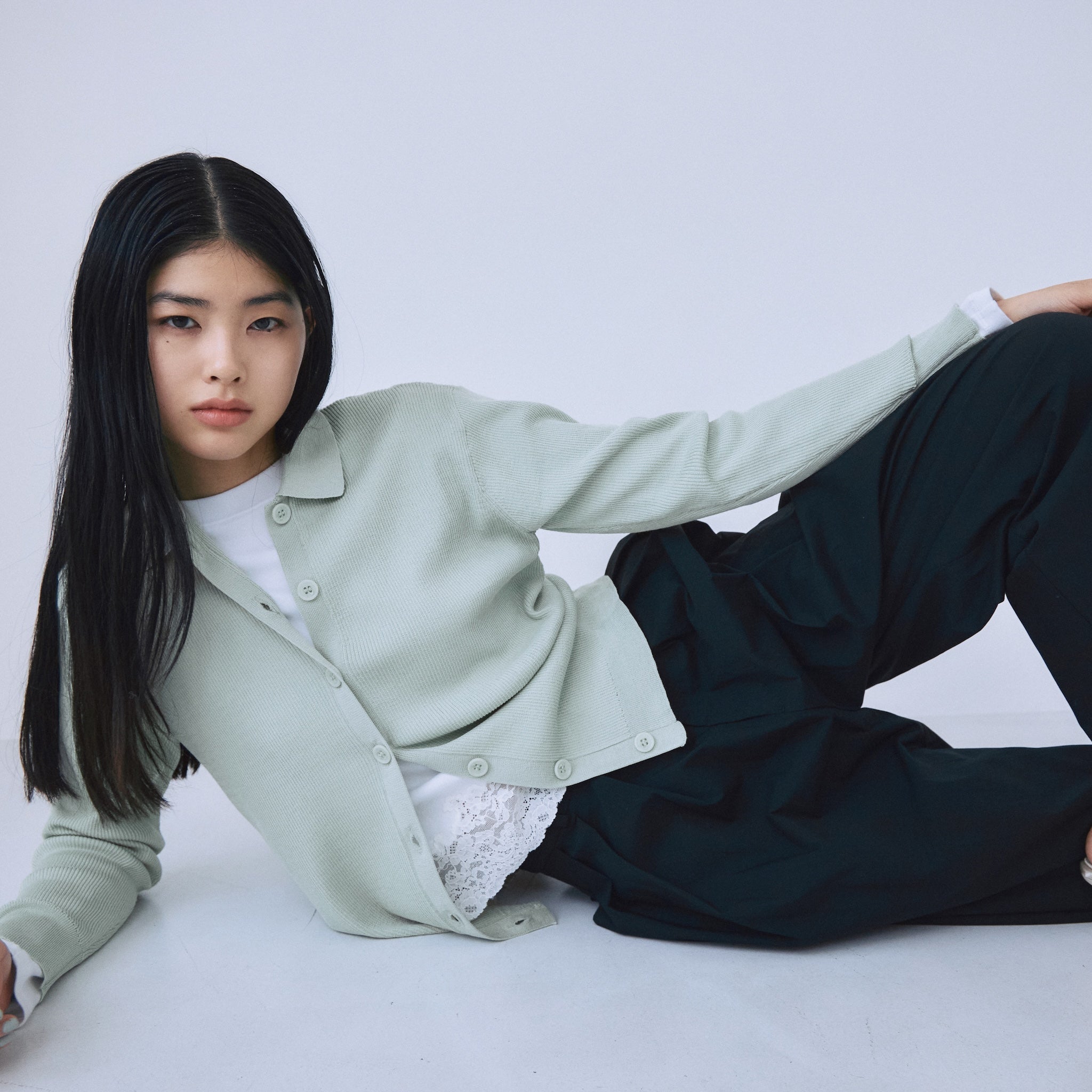 Crisp touchニットシャツカーディガン