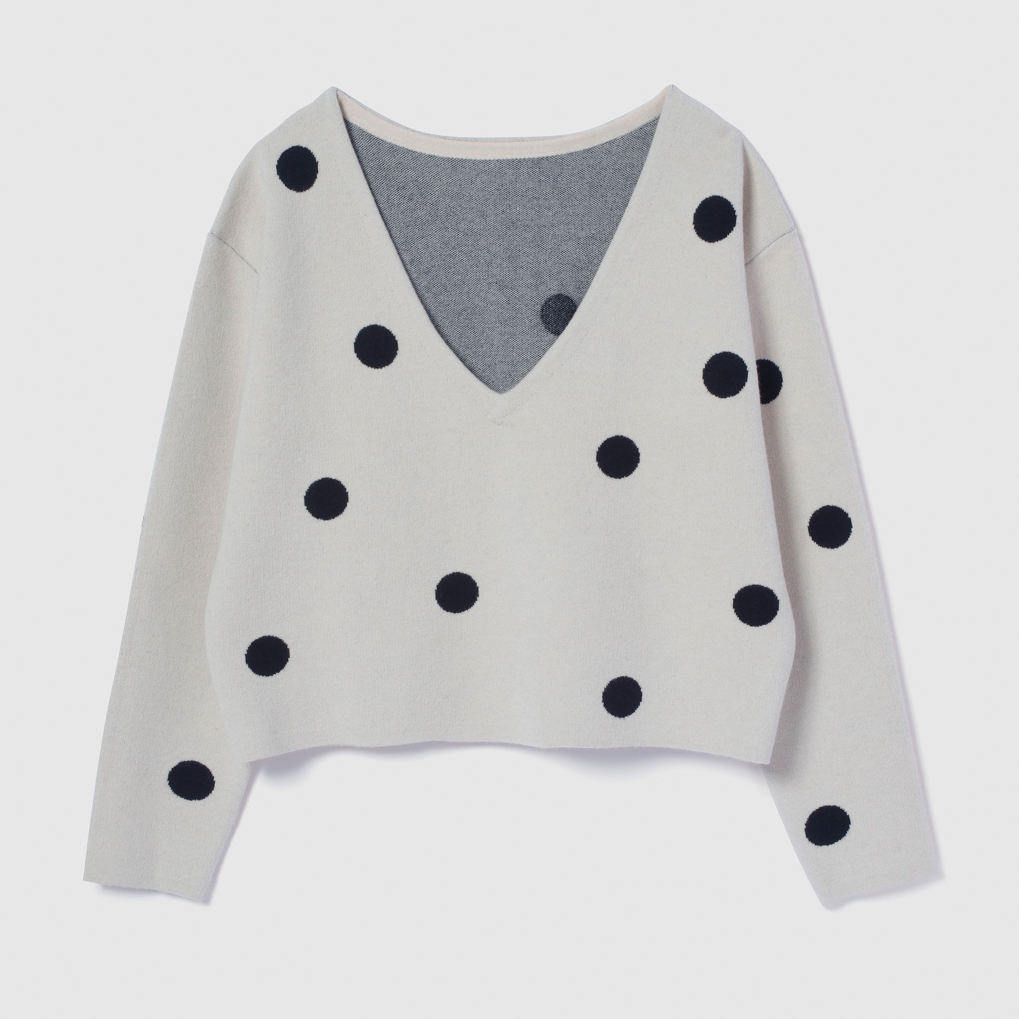 Smooth jacquard V-neck top