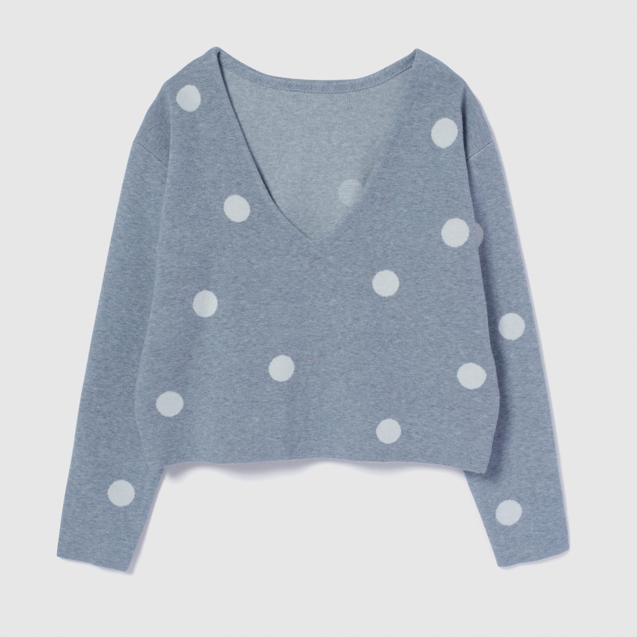 Smooth jacquard V-neck top