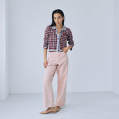 Gingham check collar knit cardigan