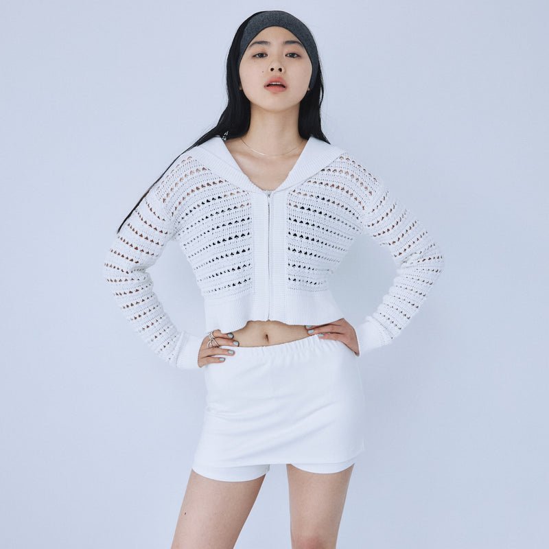セーラーcollar Knit Zipカーディガン