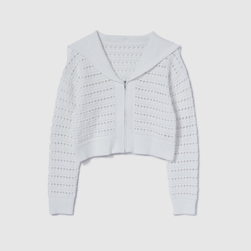セーラーcollar Knit Zipカーディガン