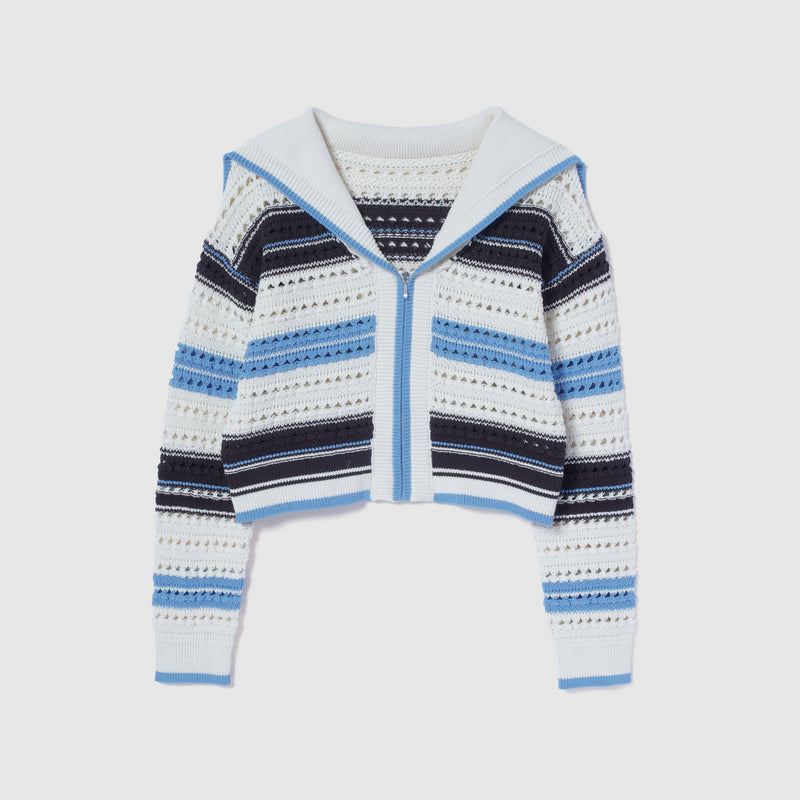 セーラーcollar Knit Zipカーディガン