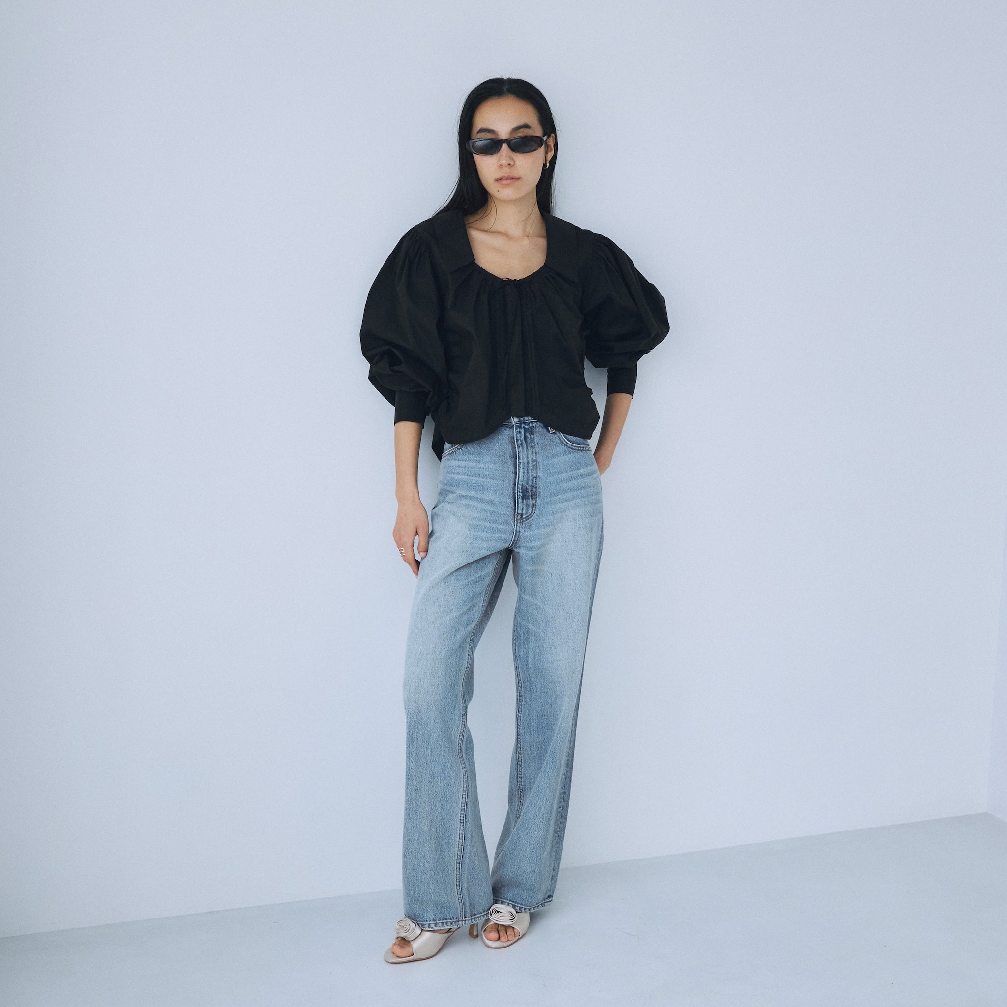 ピンタックLaceギャザーショートシャツ