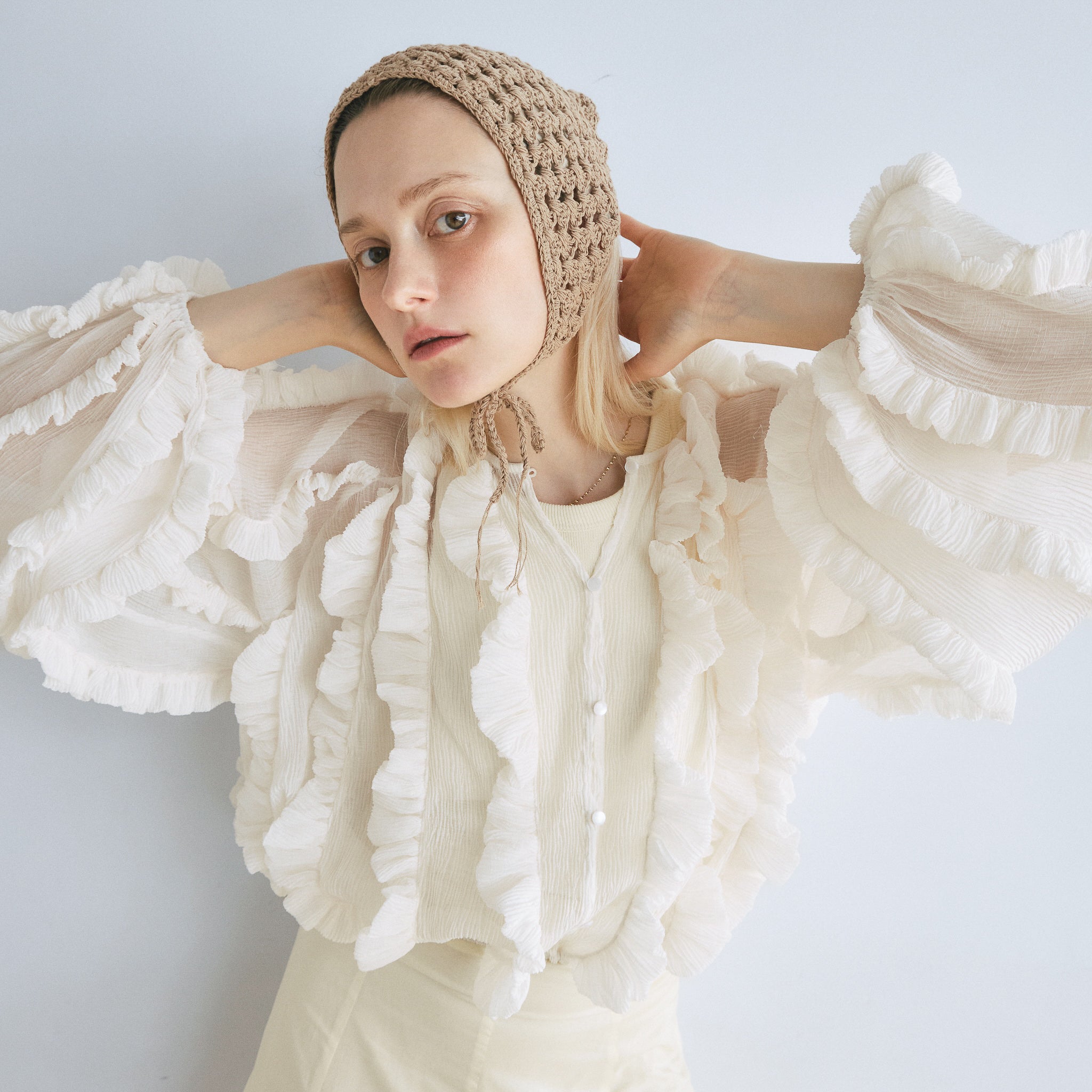 シールームリン　フロッキーStripe Ribbonビスチェ　アイボリー 最新のデザイン シールームリン フロッキーStripe Ribbonビスチェ