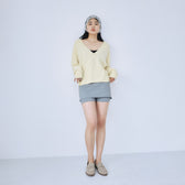 Merino Wool V-neck Knit Top