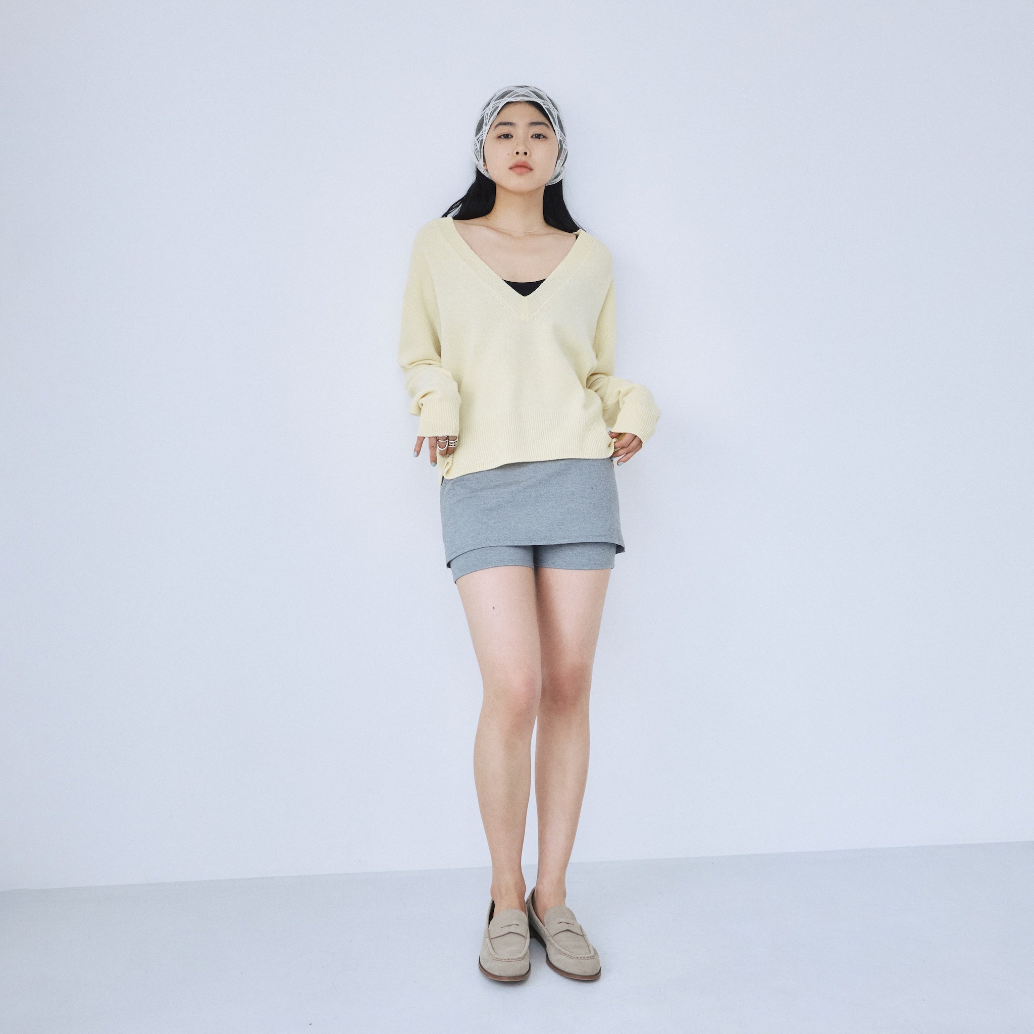 Merino Wool V-neck Knit Top