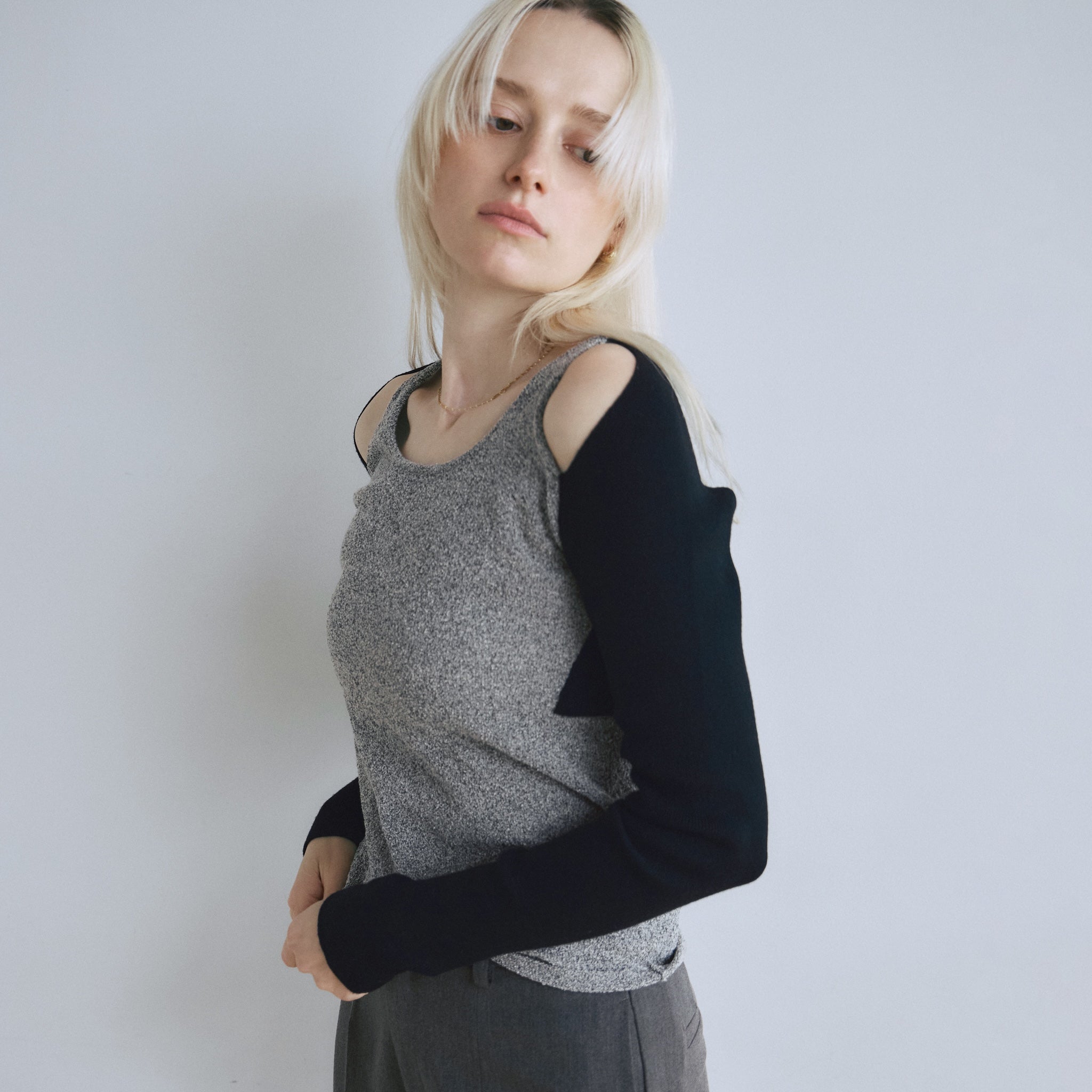 Double Yarn Layered Knit トップス