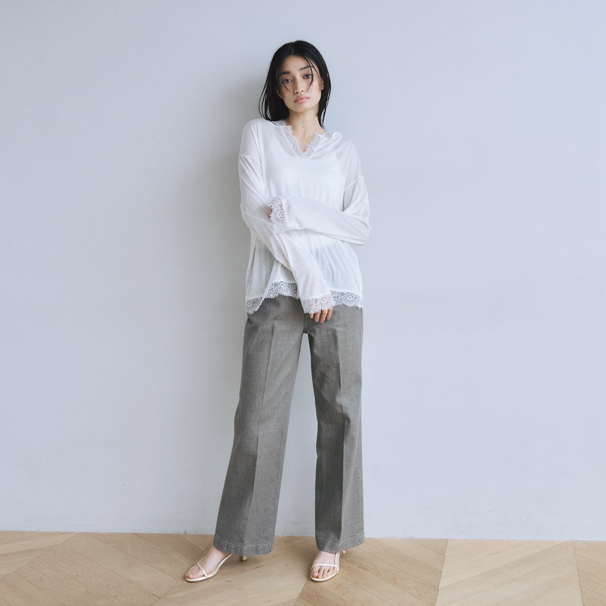Airy Lacy Relax Hoodie Top