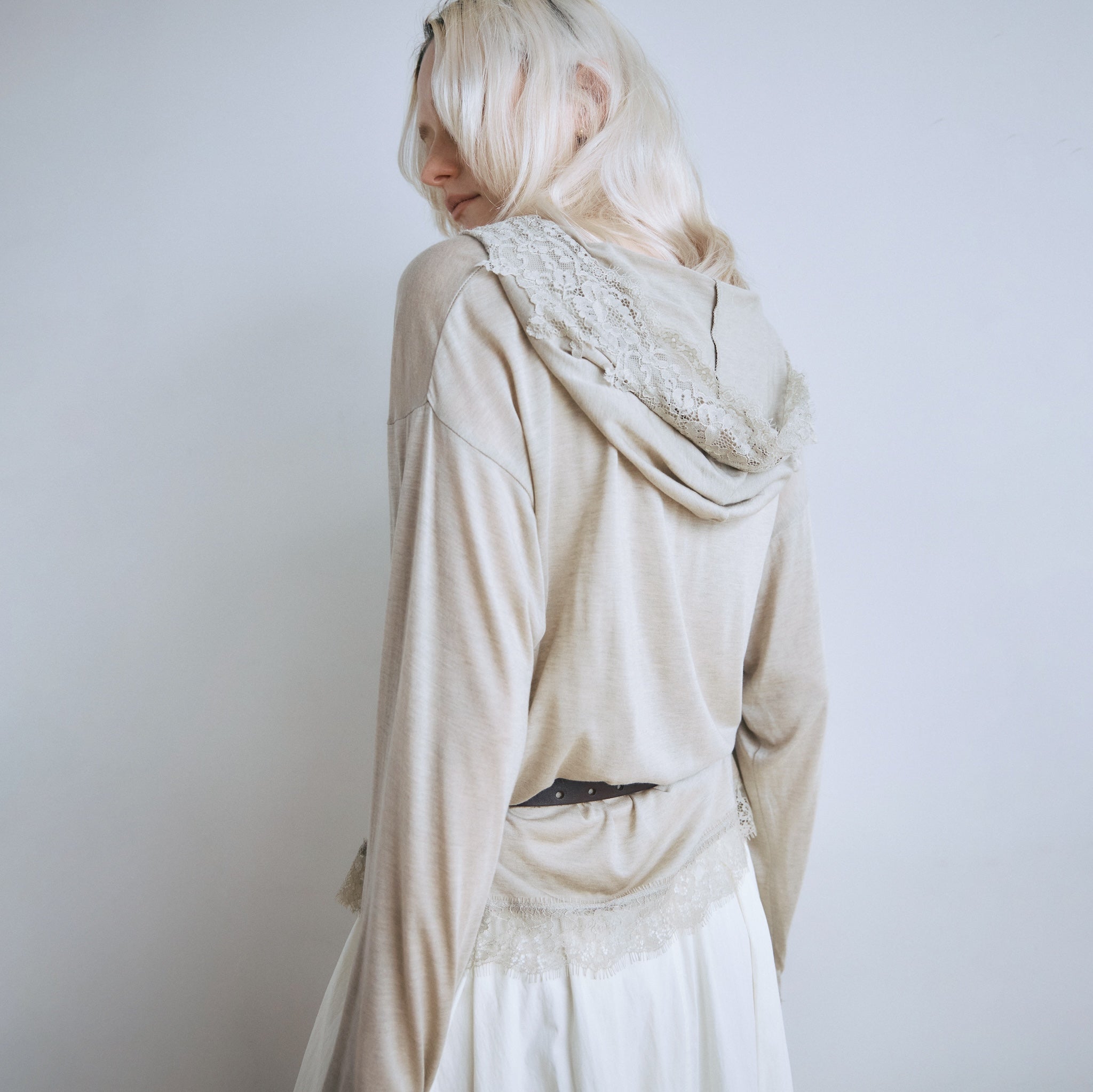 Airy Lacy Relax Hoodie Top