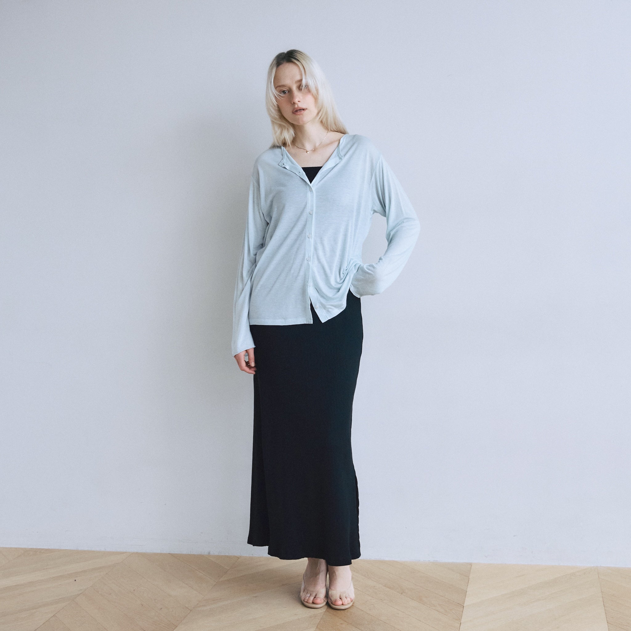 Heart Button Airy Cardigan