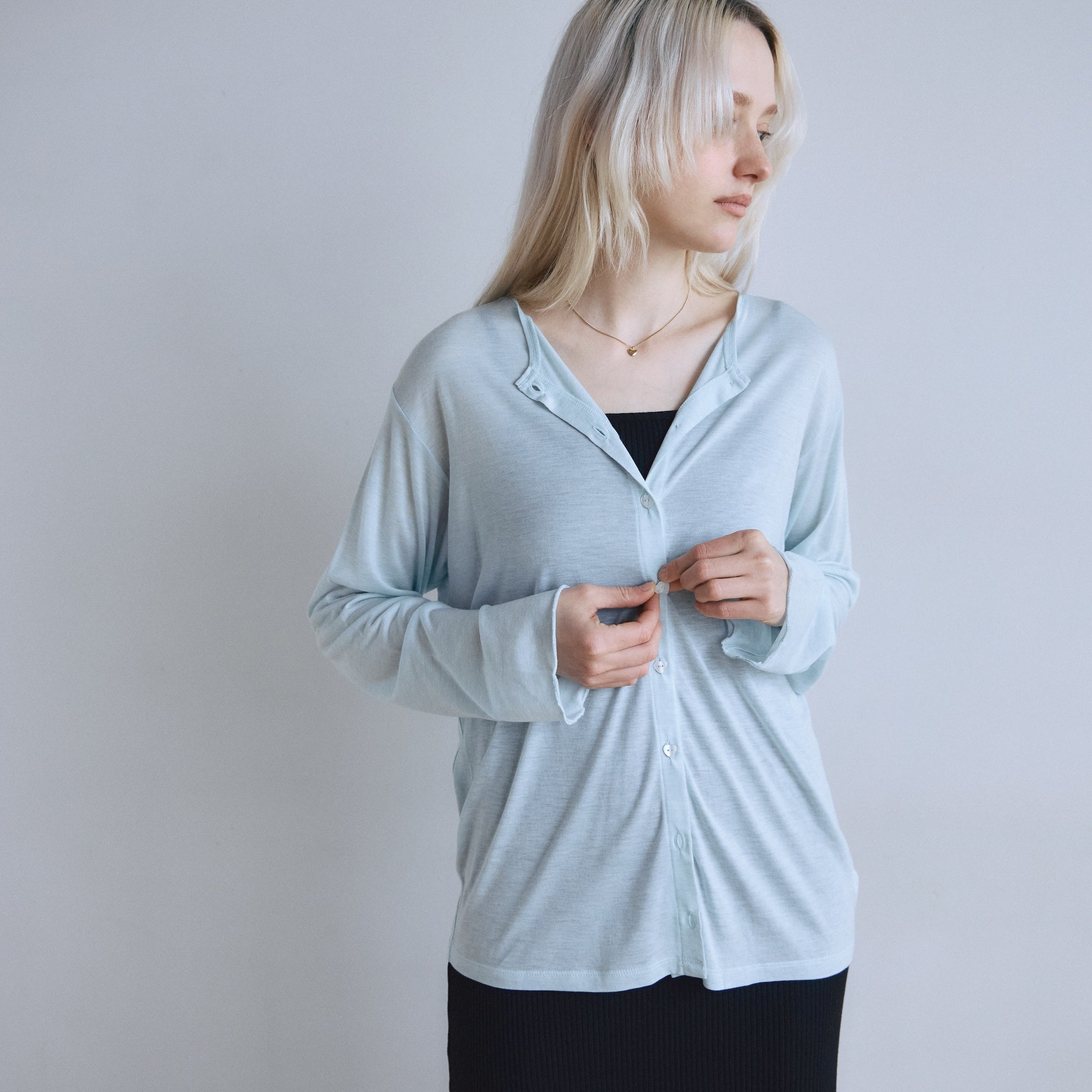 Heart Button Airy Cardigan