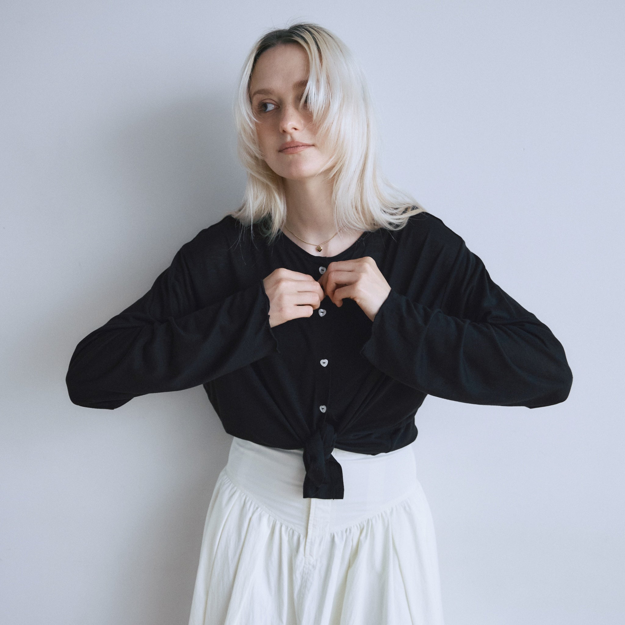 Heart Button Airy Cardigan