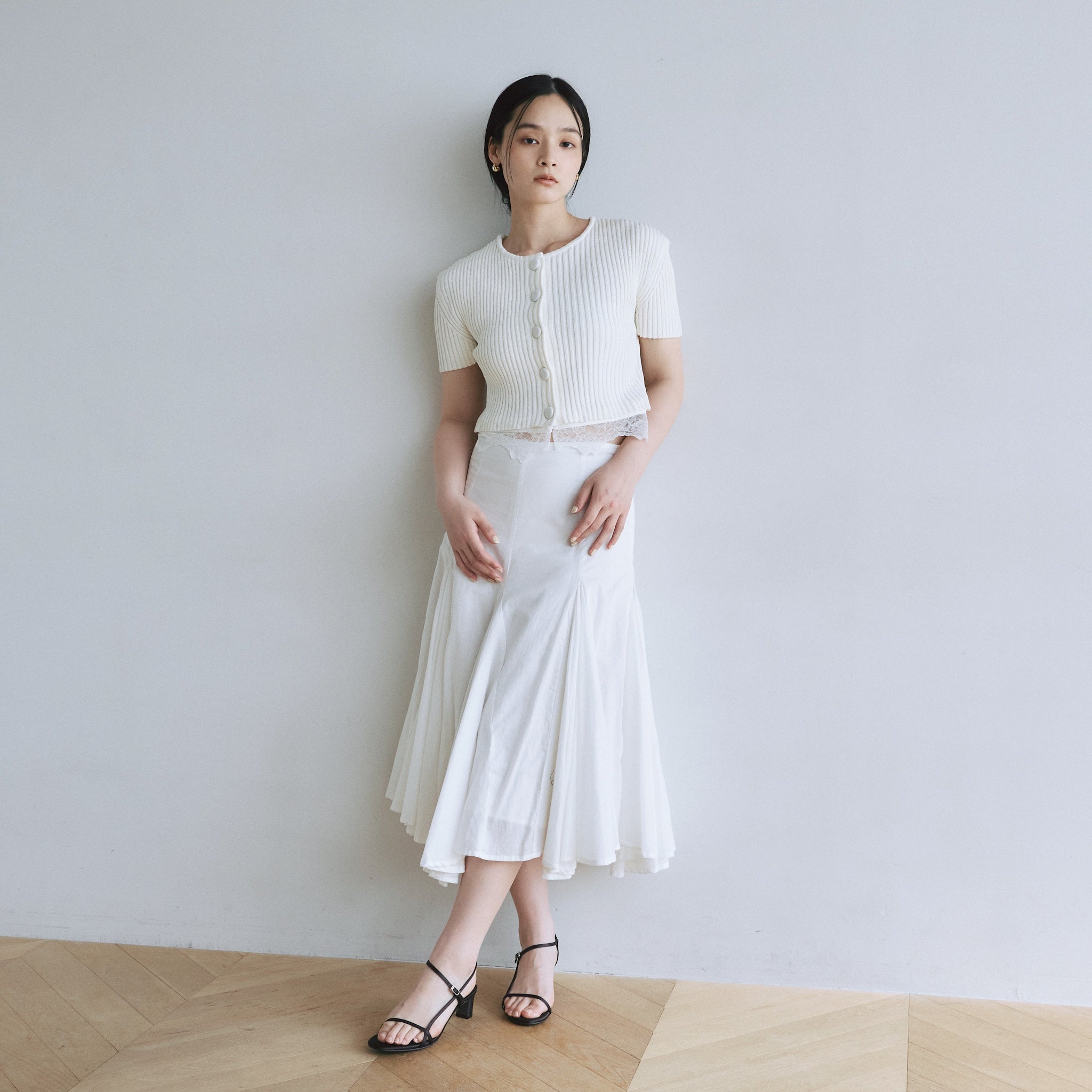 Laceコンビ2way Knitカーディガン