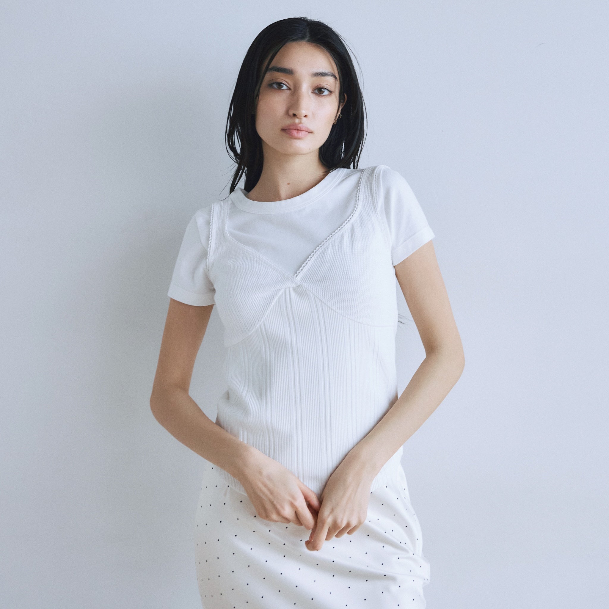 Random RIB Mesh Cup Camisole