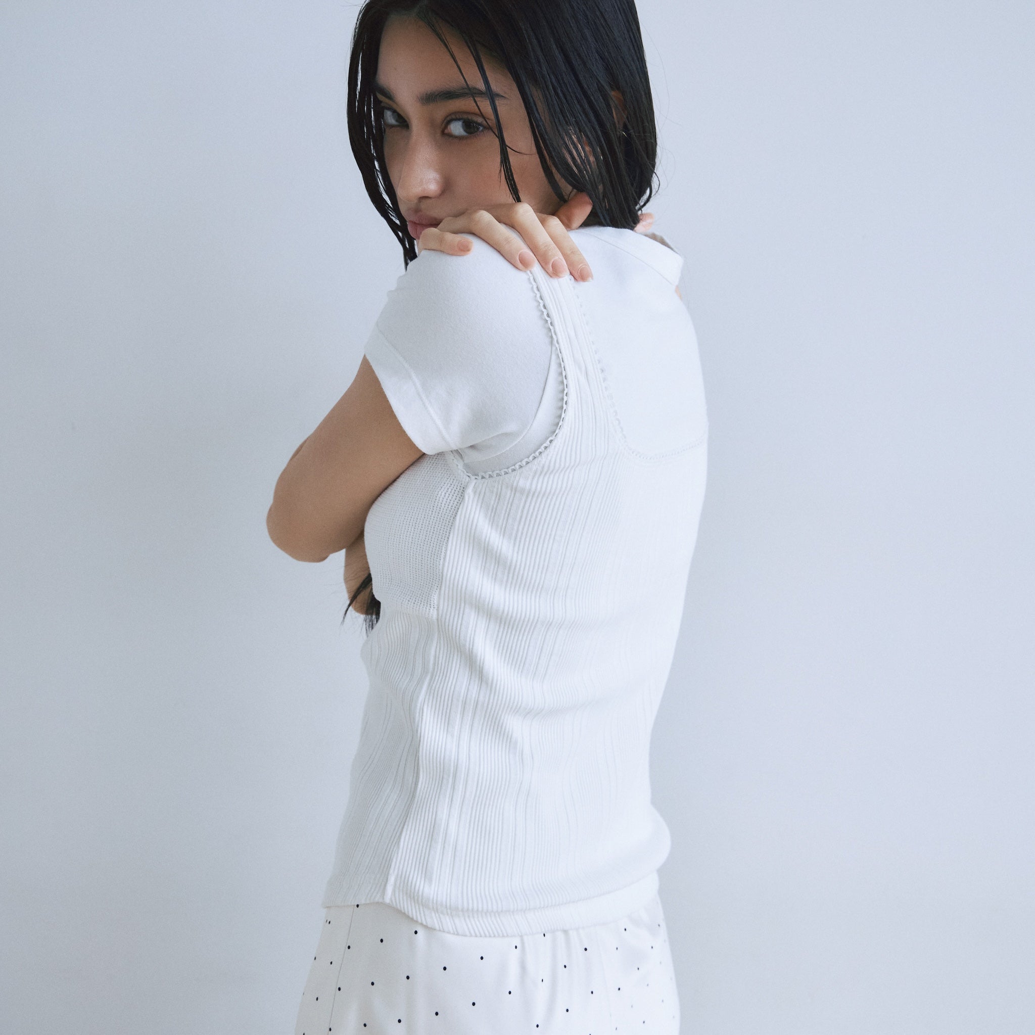 Random RIB Mesh Cup Camisole