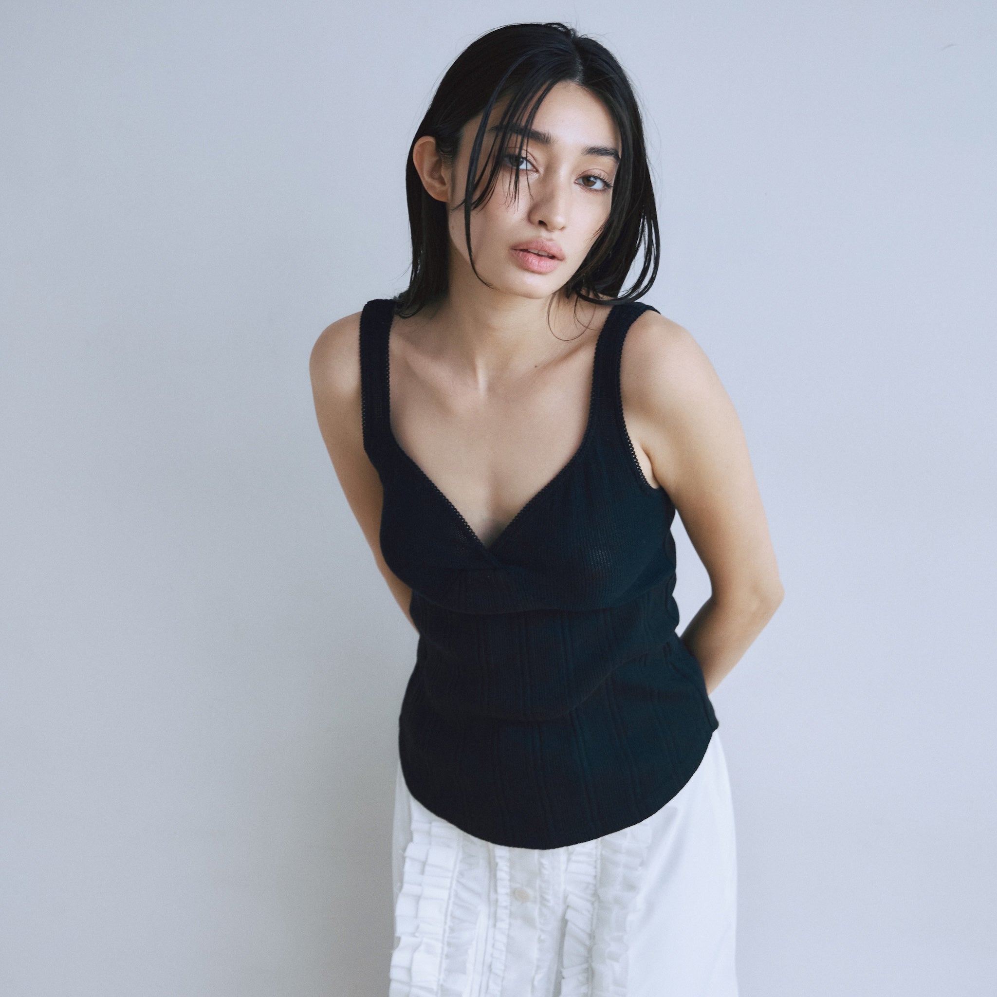 Random RIB Mesh Cup Camisole