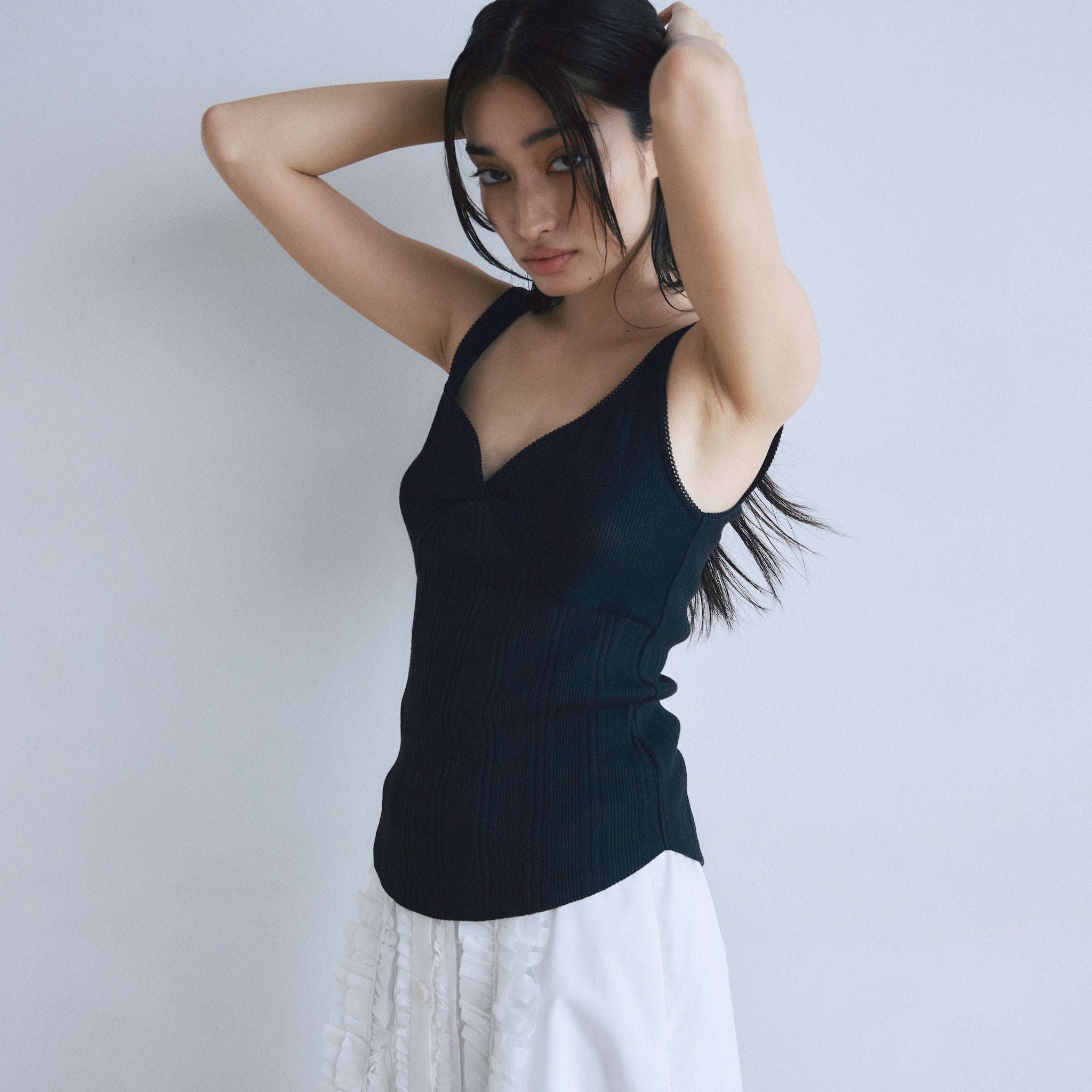 Random RIB Mesh Cup Camisole