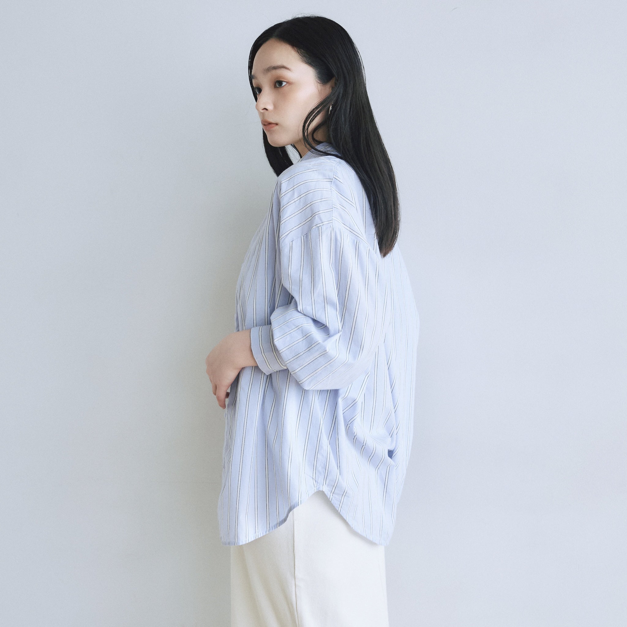 ECO FABRICマルチストライプルーズシャツ