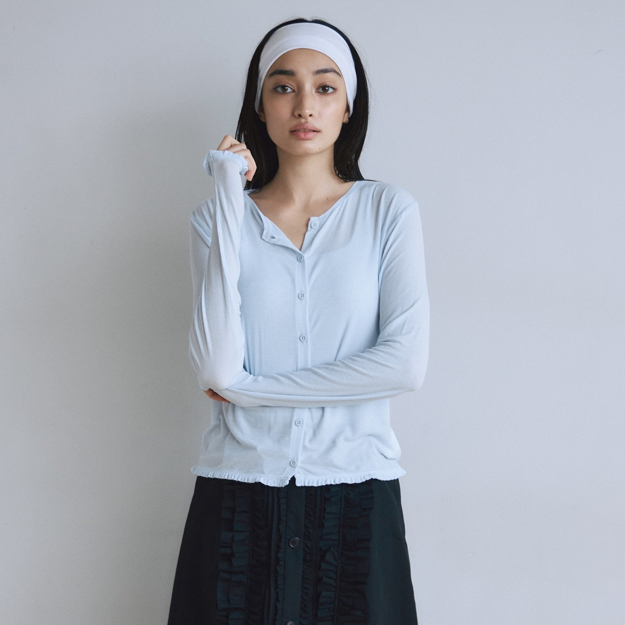 【searoomlyn】Sheer RIB Frillカーディガン Sheer Rib Frill Cardigan
