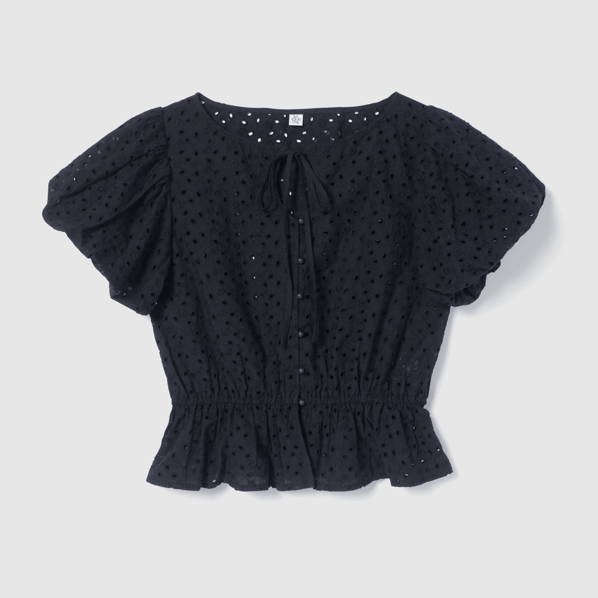 Cotton Laceパフスリーブシャツ