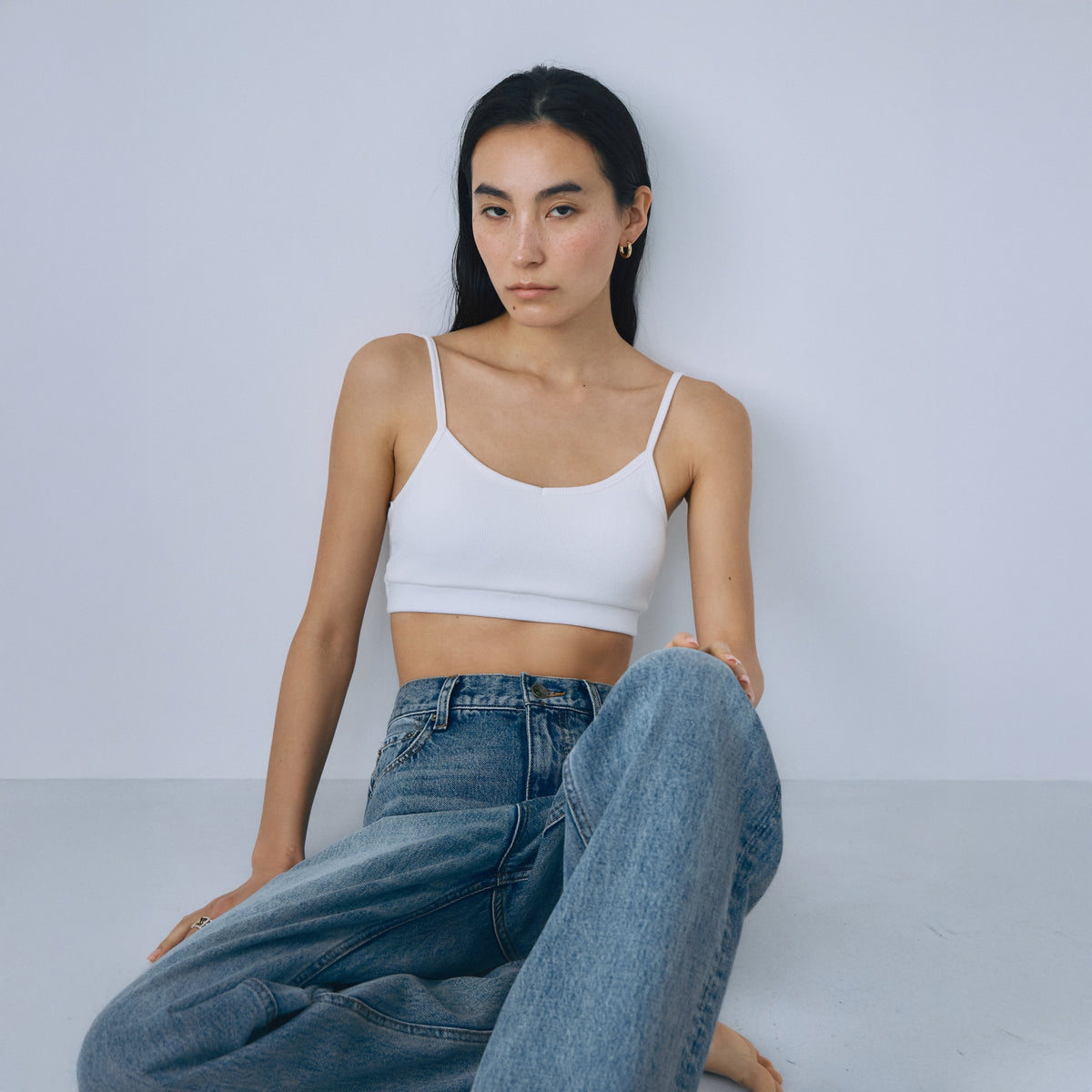 Rib cut bra camisole