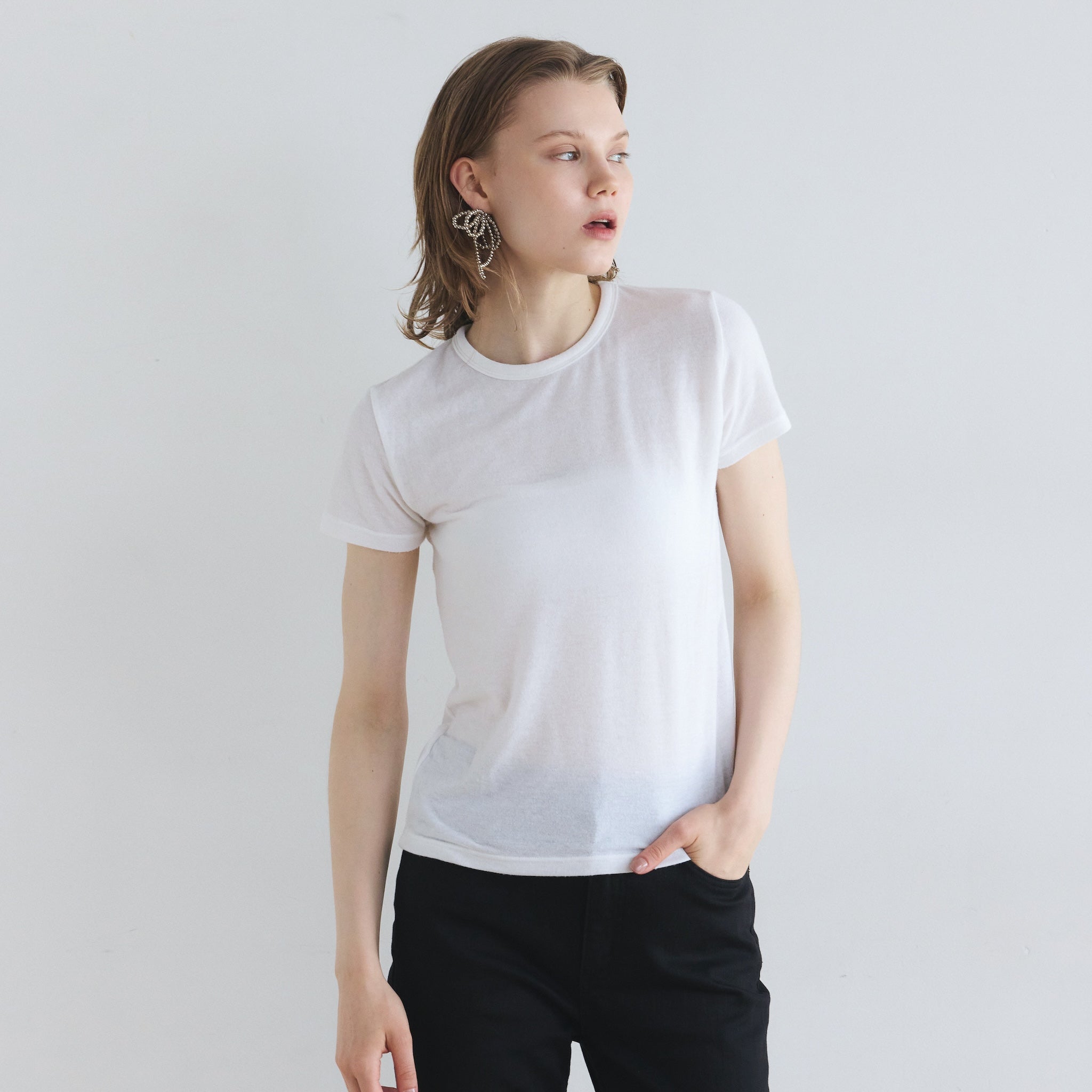 Fluffy smooth basic T-shirt