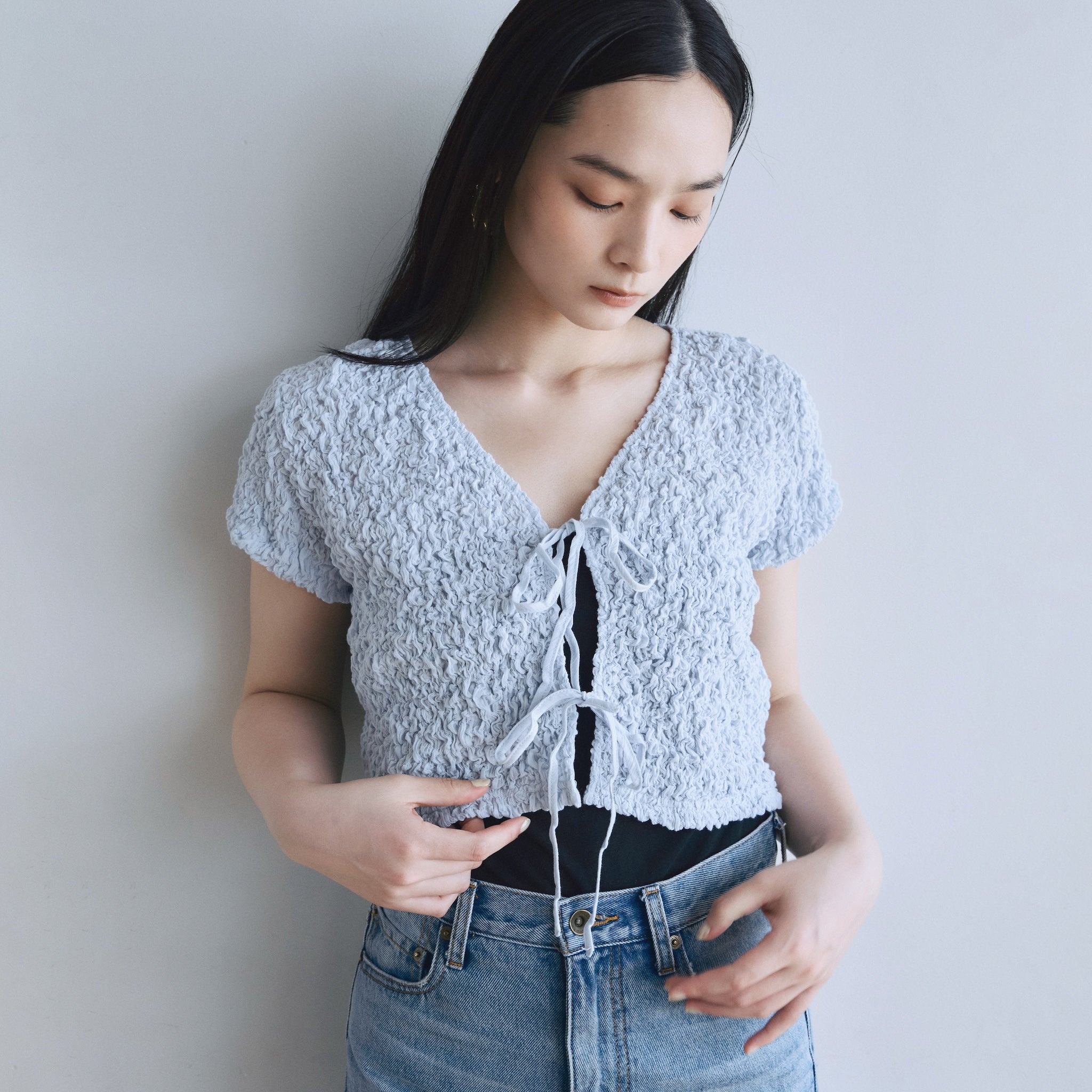 Smocking Ribbon Cardigan