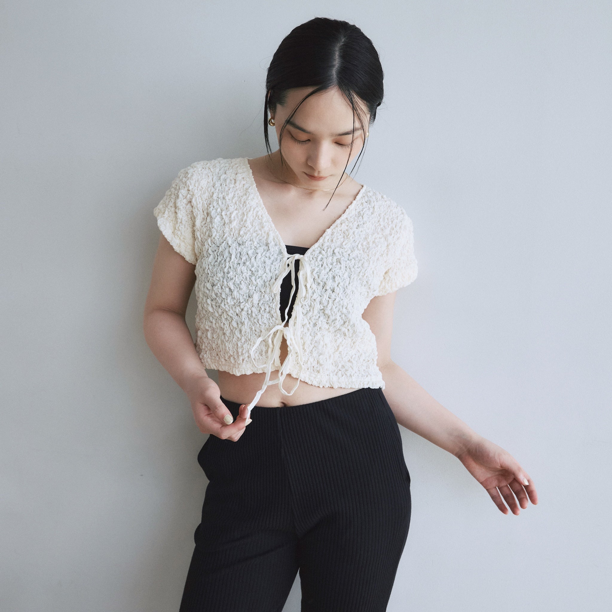 Smocking Ribbon Cardigan