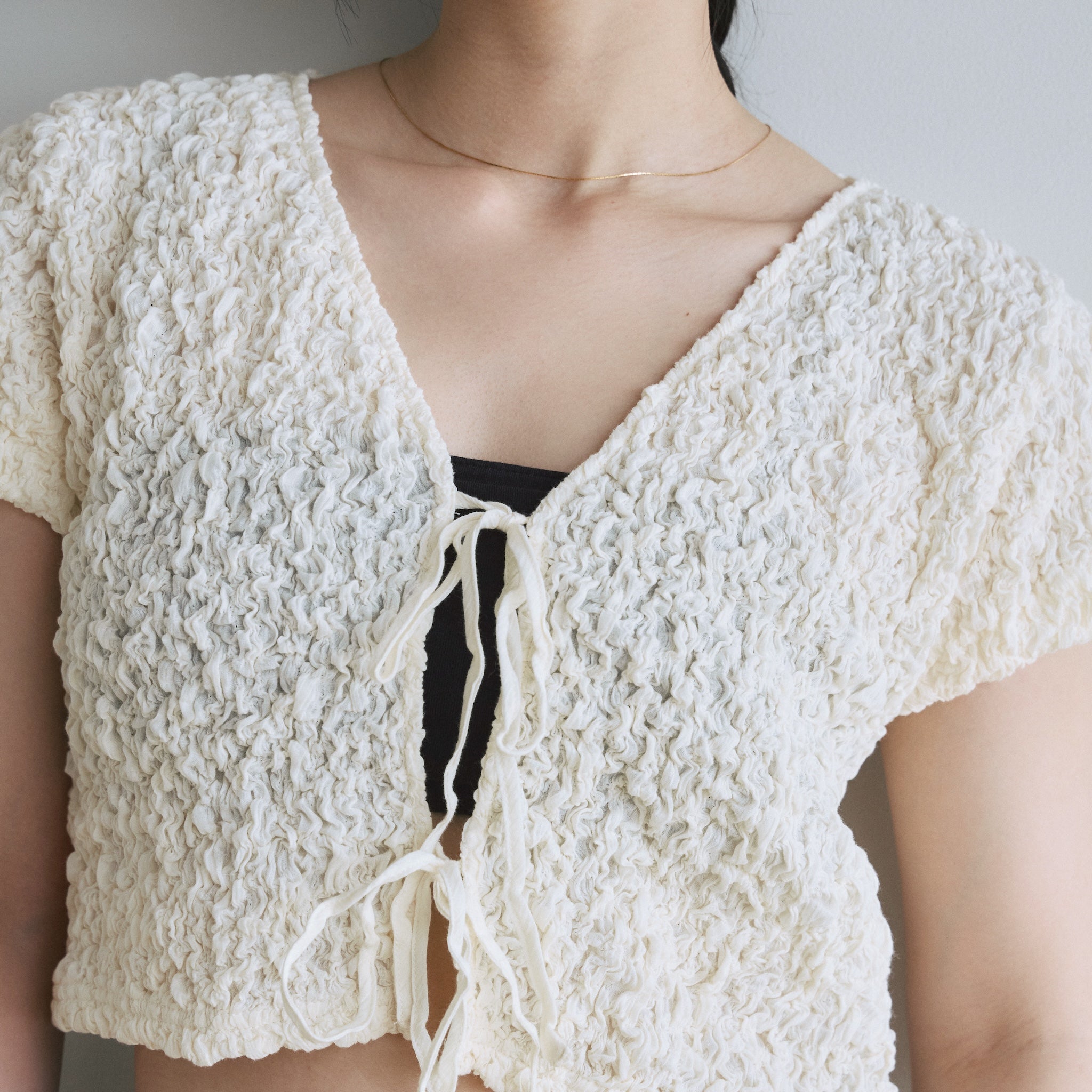Smocking Ribbon Cardigan
