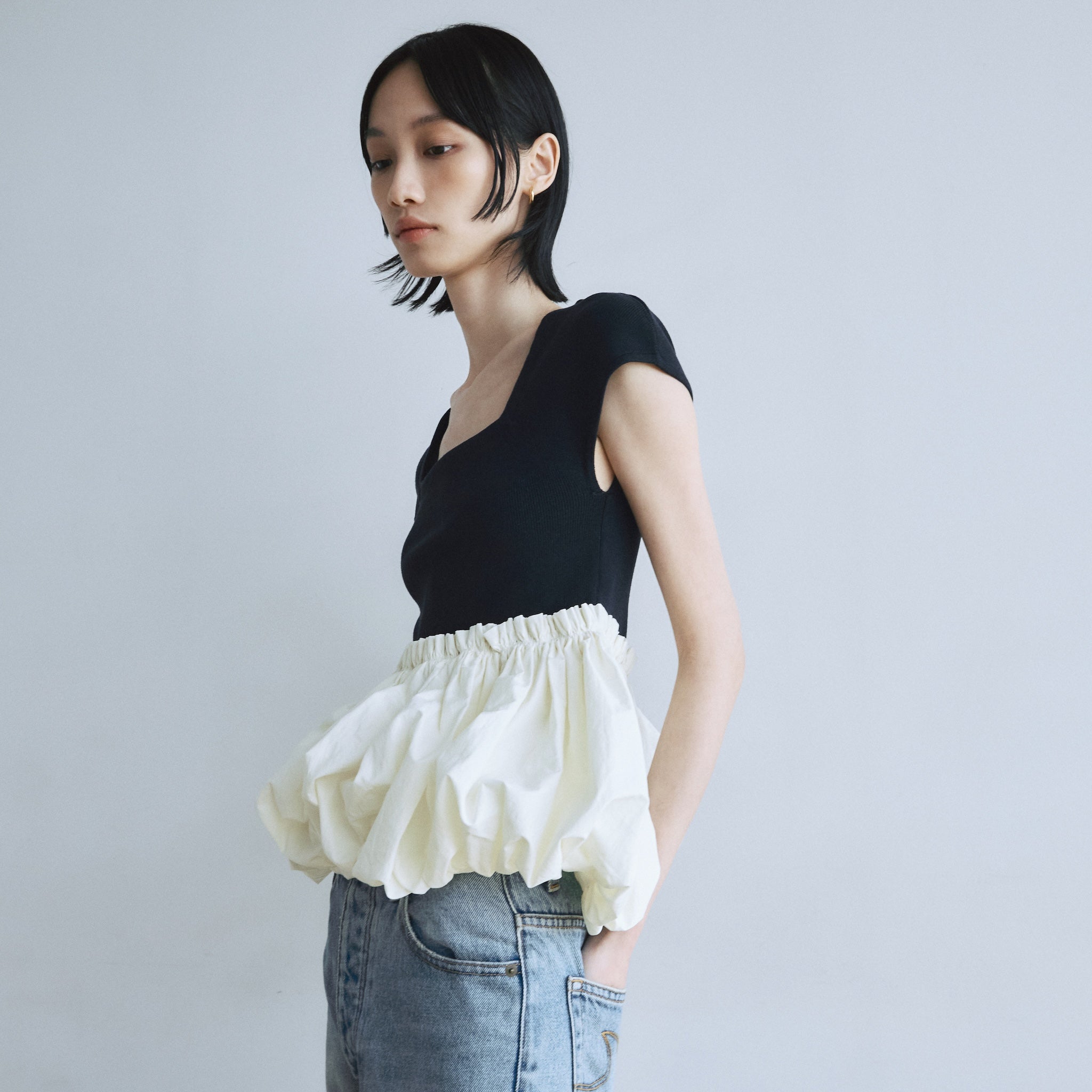 French Sleeve Knit Docking Top