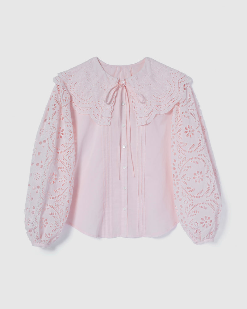 collab Double-collar Cutwork Blouse