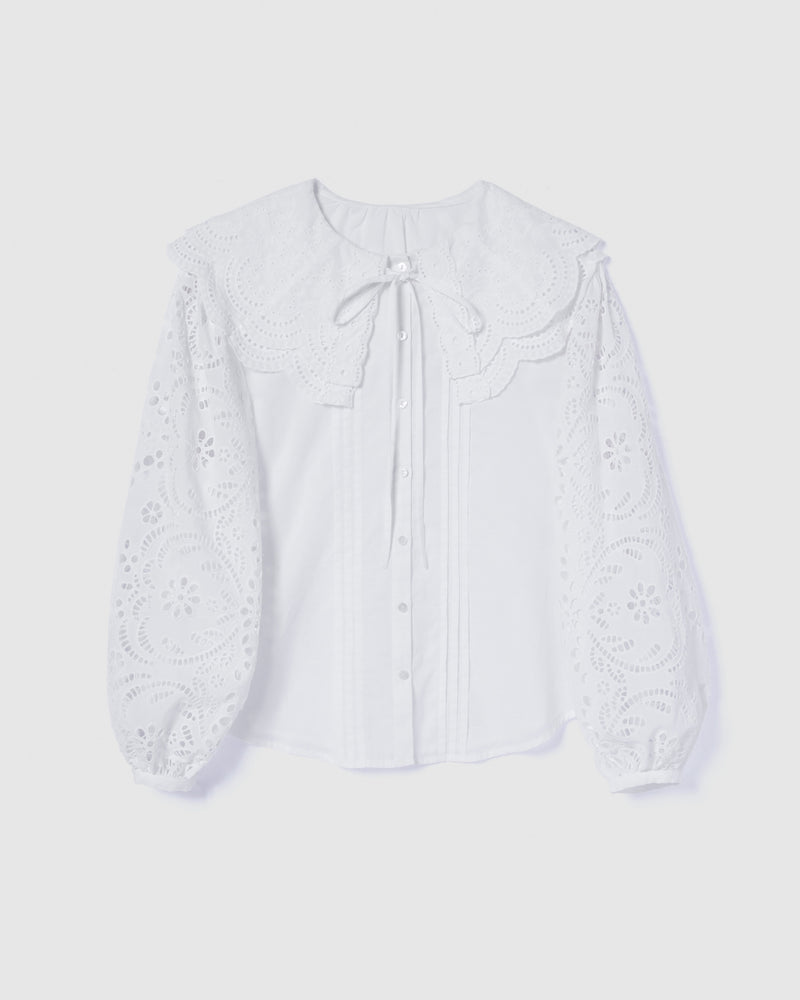 collab Double-collar Cutwork Blouse