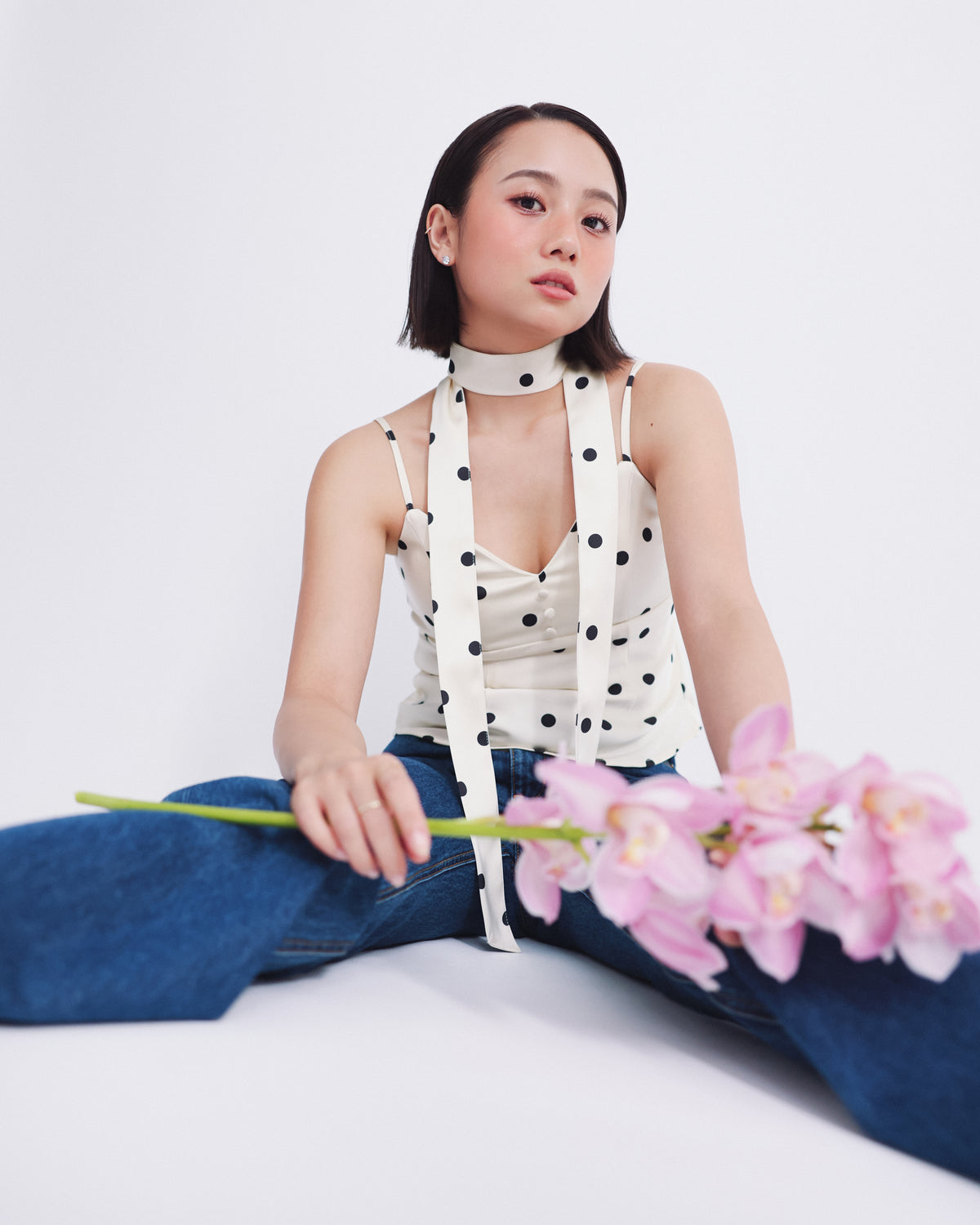 collab パッドin スキニースカーフサテンCAMI