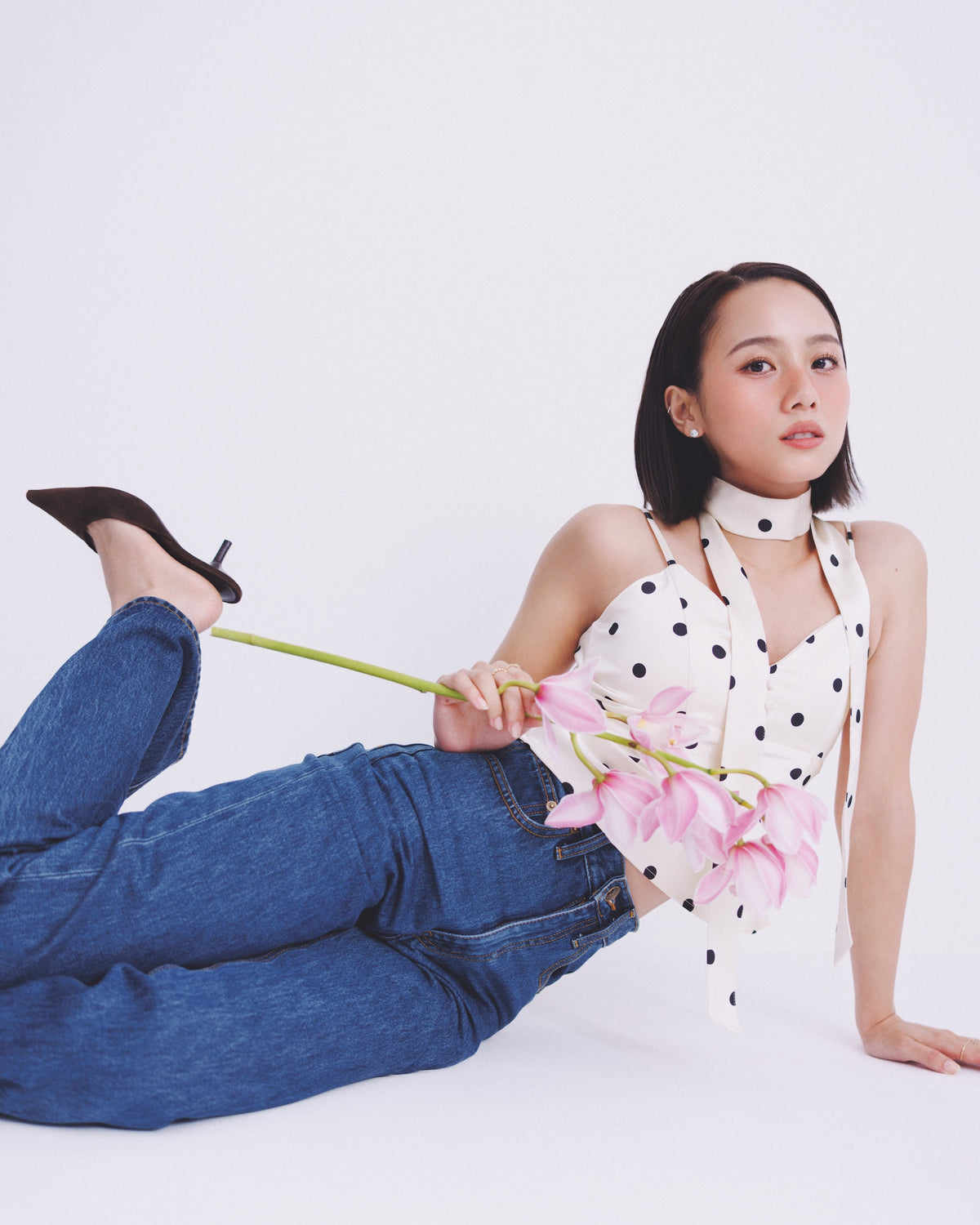 collab パッドin スキニースカーフサテンCAMI