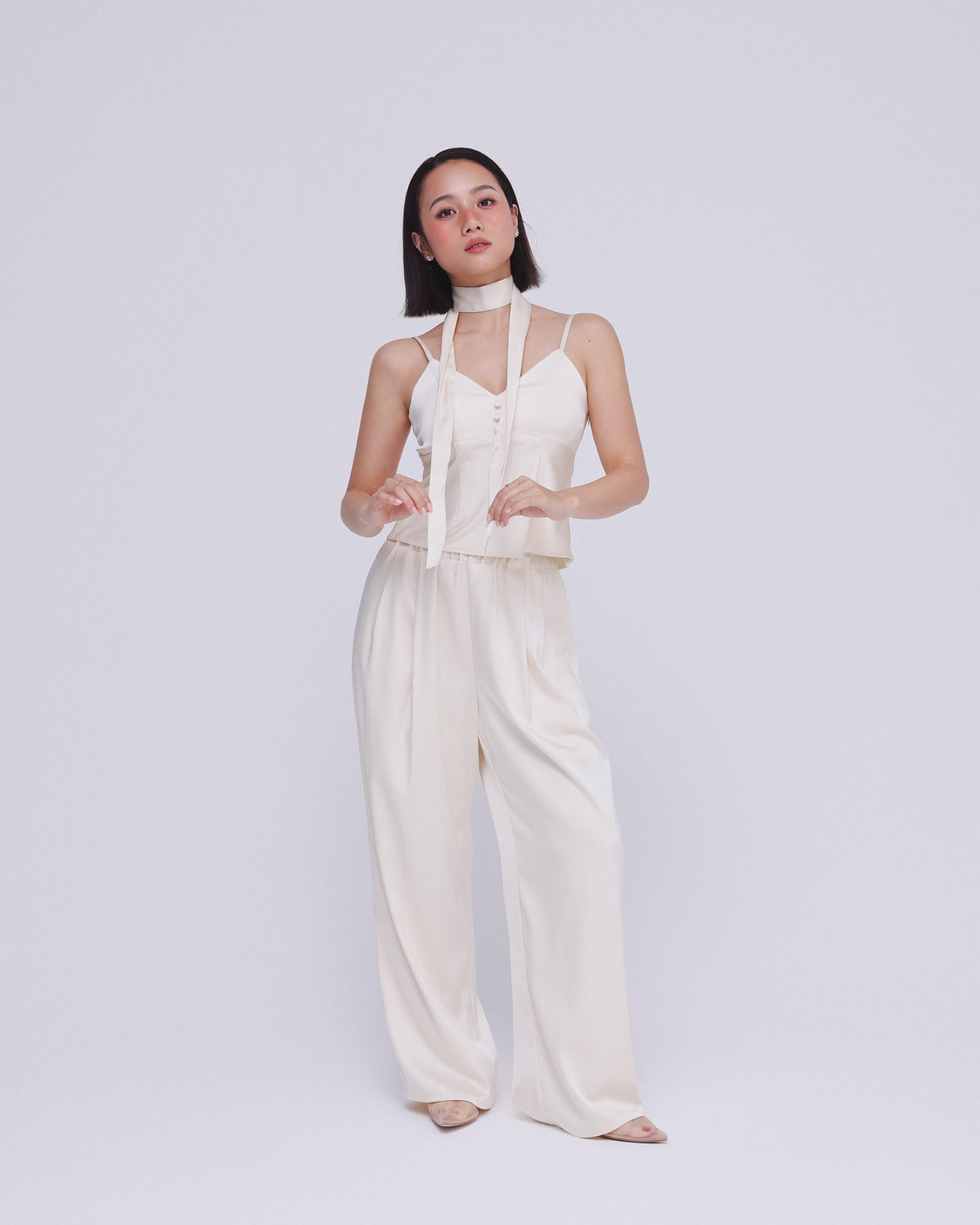 collab Relax Satin Wide-Leg Pants