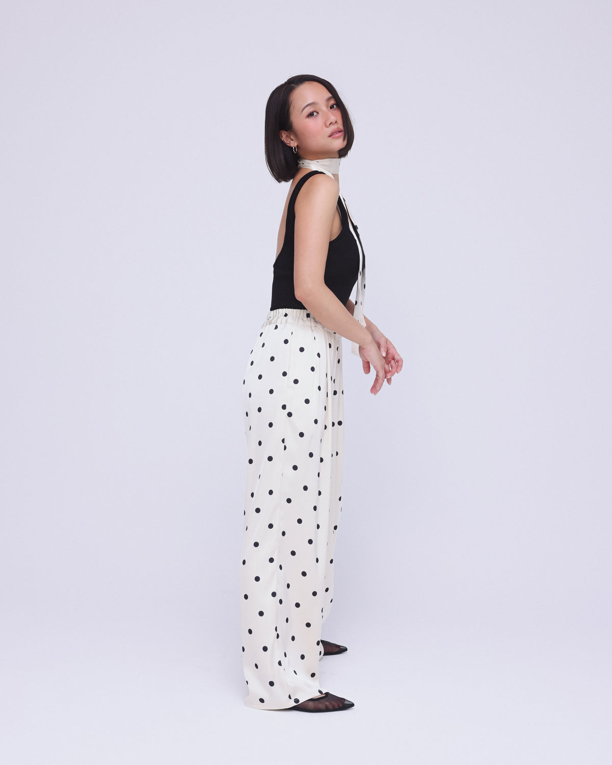 collab Relax Satin Wide-Leg Pants