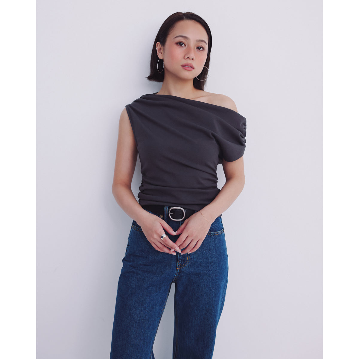 collab Asymmetry Drape Top