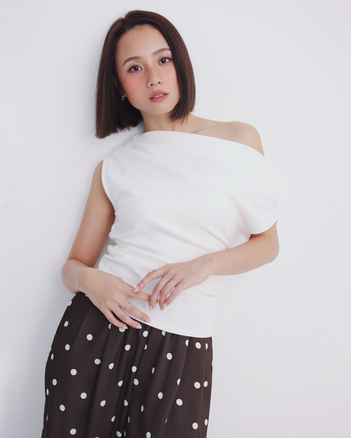 collab Asymmetry Drape Top