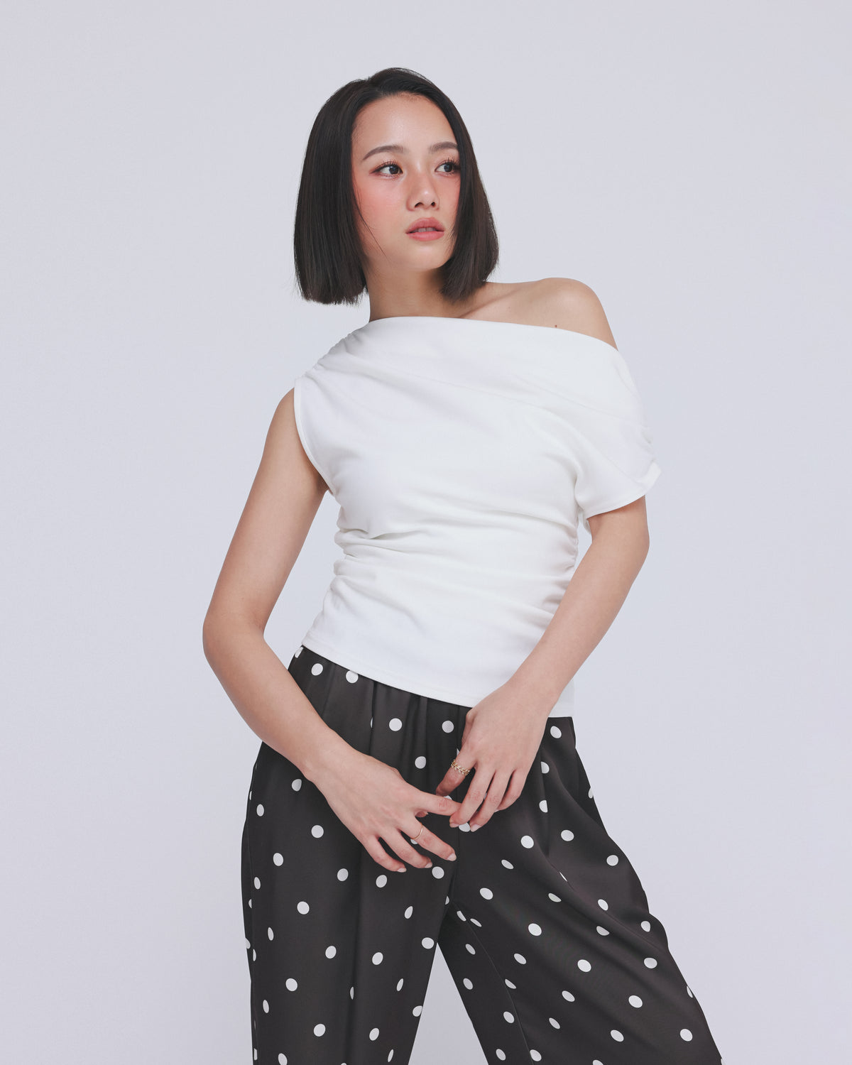 collab Asymmetry Drape Top