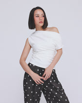 collab Asymmetry Drape Top