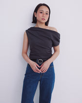 collab Asymmetry Drape Top
