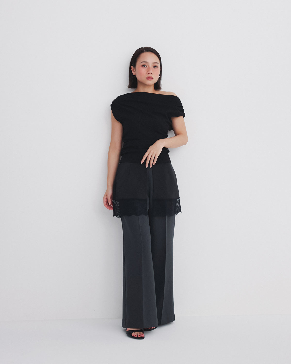 collab Asymmetry Drape Top