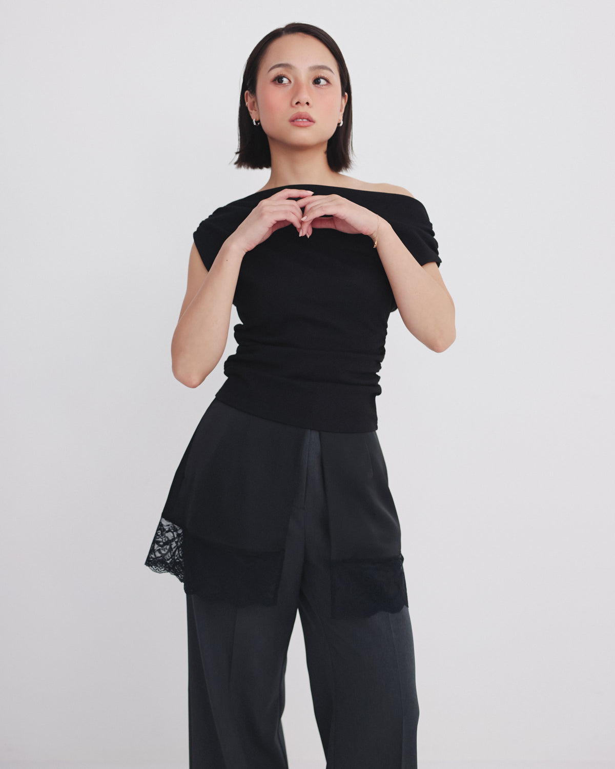 collab Asymmetry Drape Top