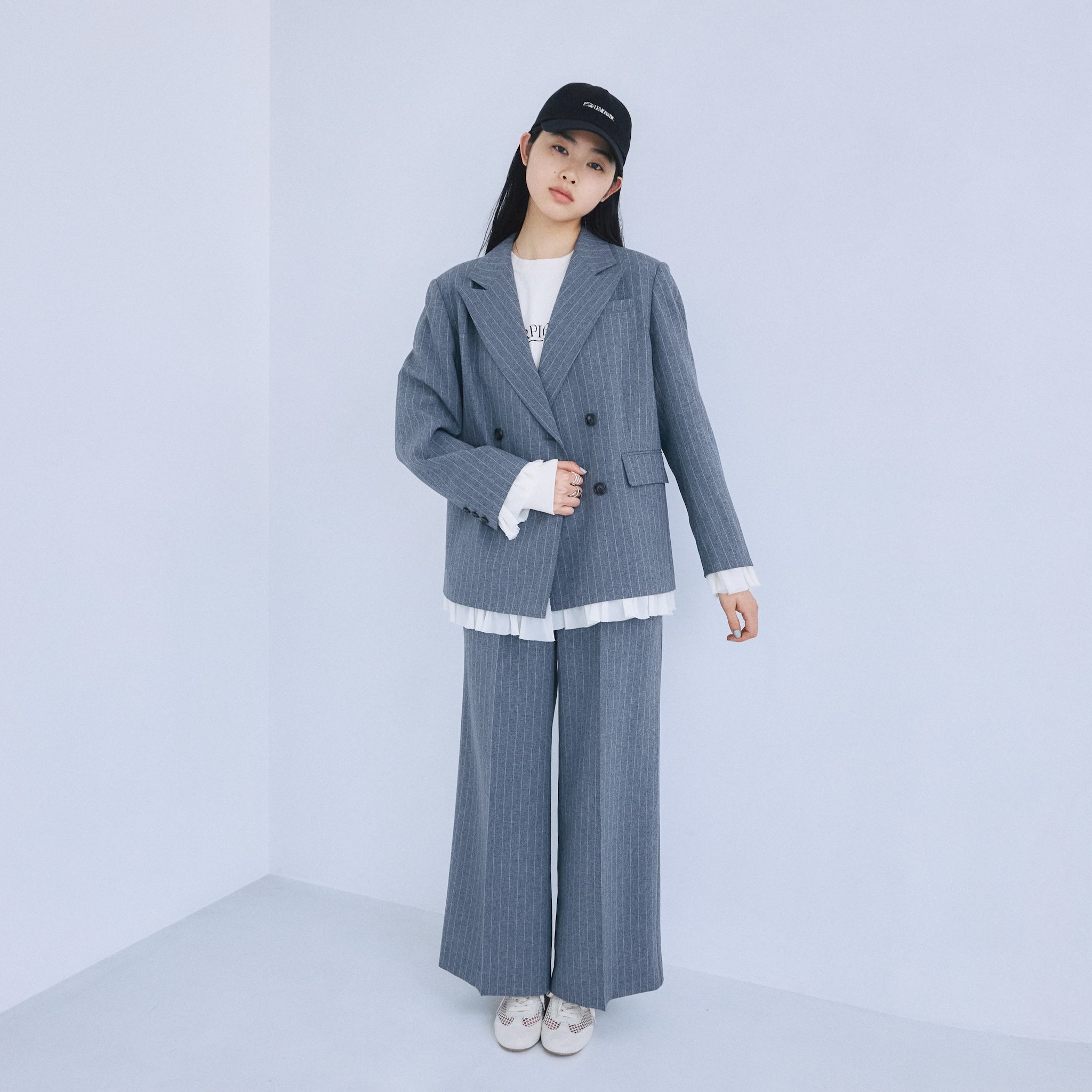 新品 SCOTCLUB ボーダーフリルライトジャケット PinstripeフリルWジャケット