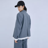 PinstripeフリルWジャケット